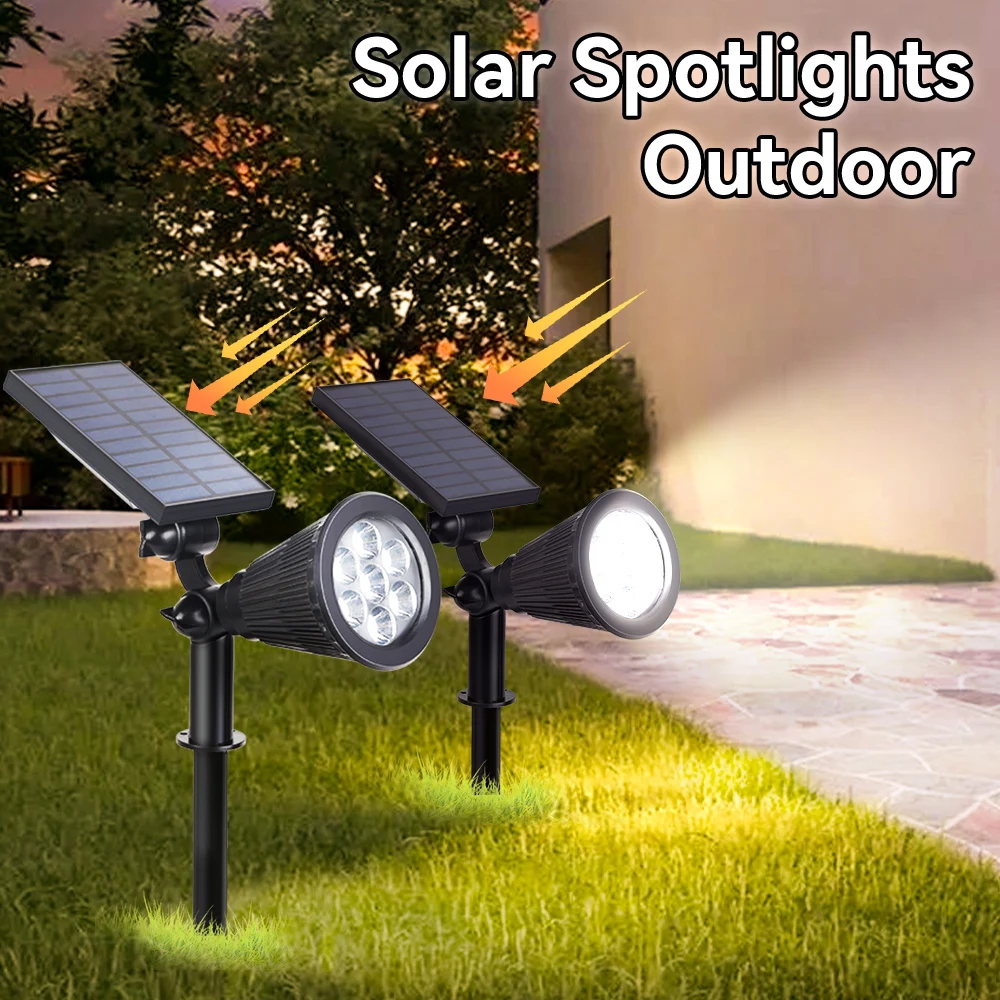 

Уличные светодиодные солнечные точечные светильники IP65 Водонепроницаемая лампа для газона Домашний сад Прожекторы для двора, дорожки, деревьев, ландшафтного освещения, декор