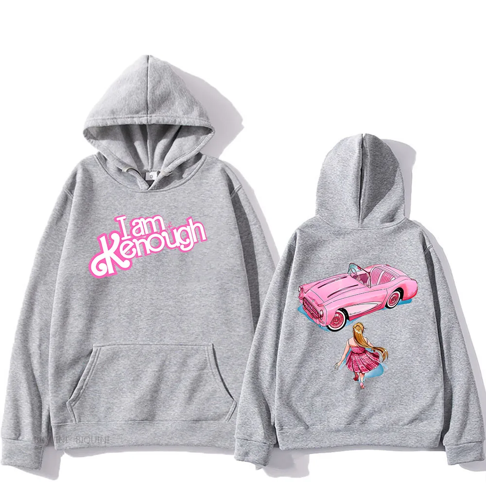 I Am Kenough Letter Print Sweatshirt Pink Barbenheimer Kenergy Hoodies Casual Mens Autumn/Winter Pullovers with Pocket Male Tops