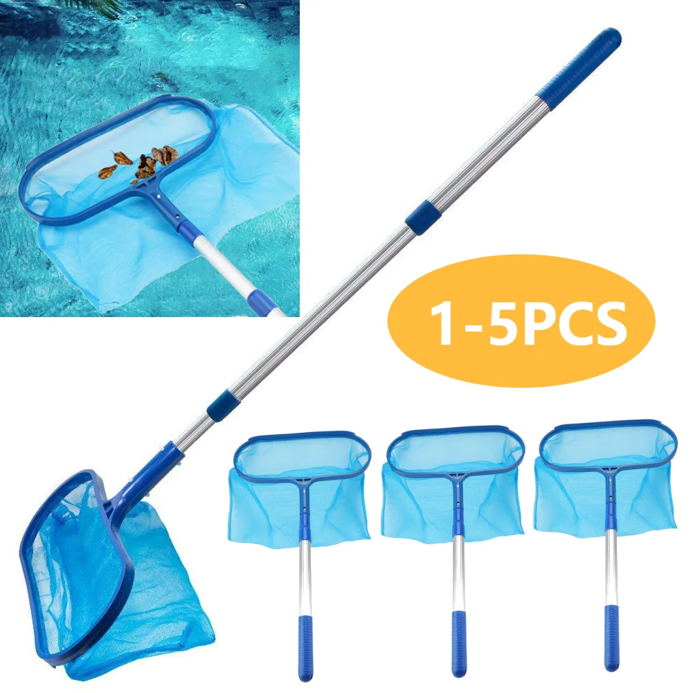 1-5PCS Swimming Pool Cleaner Net Detachable Telescopic Rod Pool Skimmer Fish Pond Cleaning Filter Swim Pool Spa Leaf Trash Net