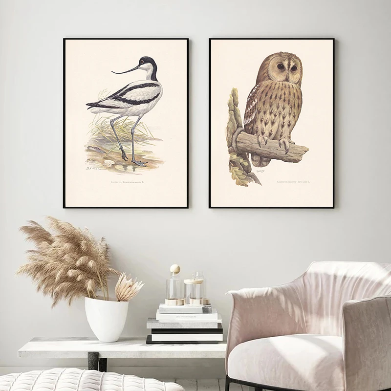 خمر عش الطيور وبيض الطيور المشارك أصفر البومة Cested تيط الطيور الطبيعية يطبع حائط لوح رسم صورة ديكور غرفة المنزل