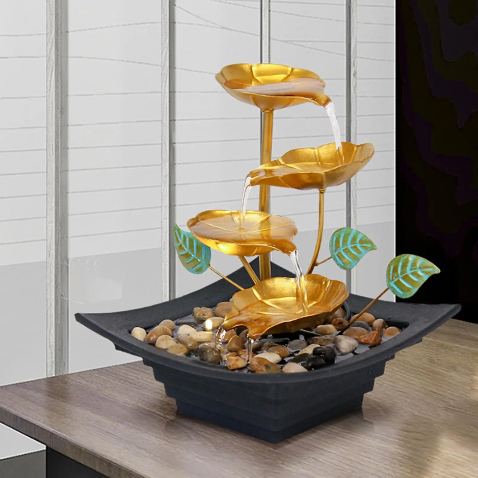 

Portable Tabletop Waterfall Fountain Natural River Rocks Indoor Waterfall for Home