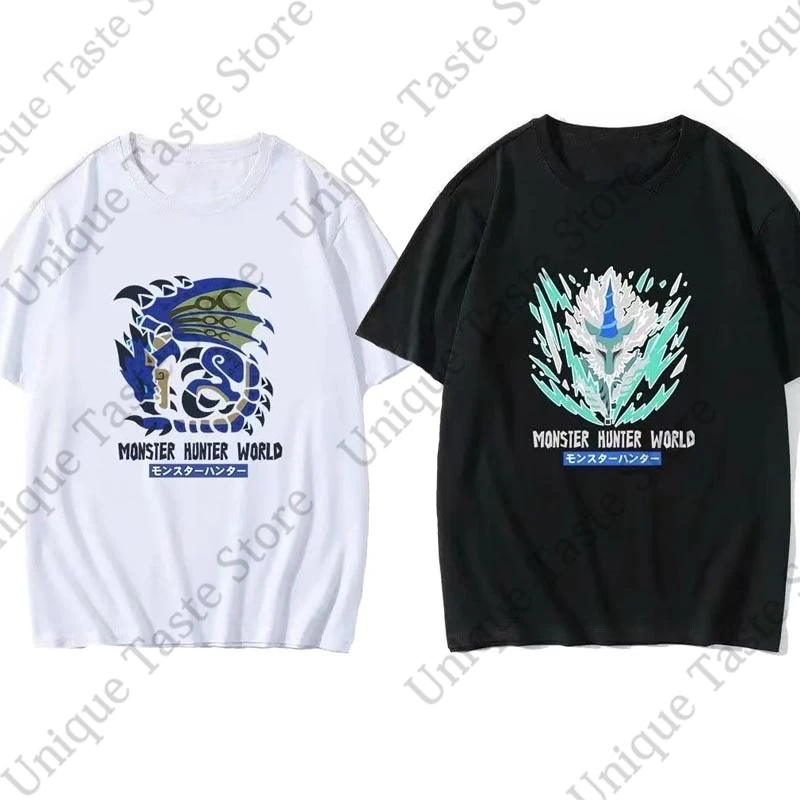 ‌Monster Hunter World T Shirt Seething Bazelgeuse Male Fire Dragon Print T-shirt High Quality Cotton Summer Short Sleeve Tee Top