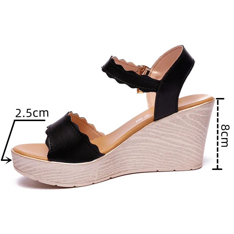 Small Size 32-43 Casual Wavy Chunky Platform Sandals Summer 2024 Womens High Heels Shoes Wedges for Beach Office