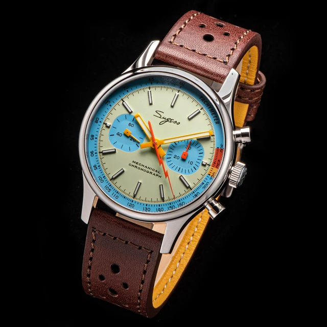 Sugess 1963 Pilot Watch Mens Chronograph Mechanical Wristwatches