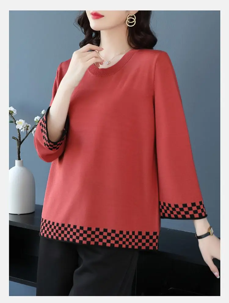 Chubby Mom Outfit Summer New Ice Silk Top for Women with Seven Quarter Sleeves to Cover the Belly and a Base Shirt for Women