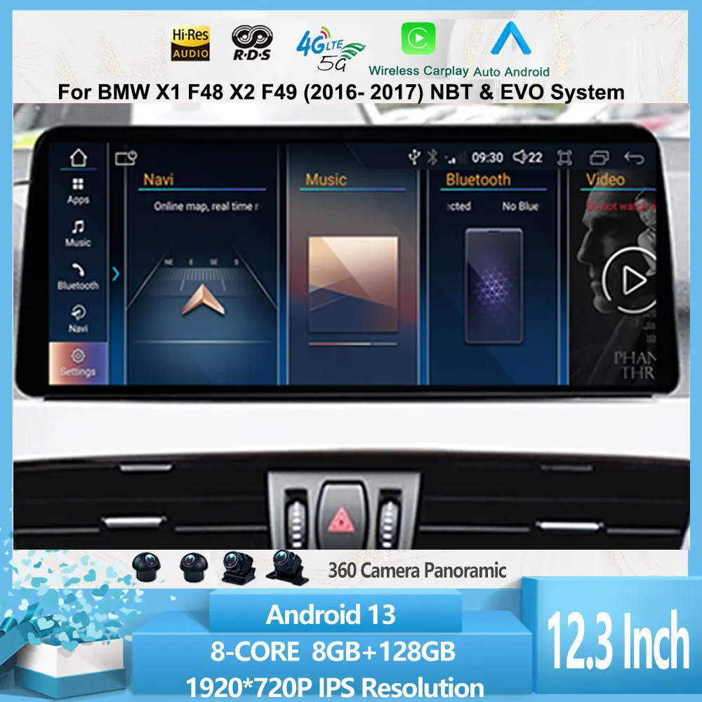 

Android 14 For BMW X1 F48 X2 F49 (2016- 2017) NBT&EVO System 2018 -2020 Car Radio Player GPS Navigation Multimedia Video Carplay