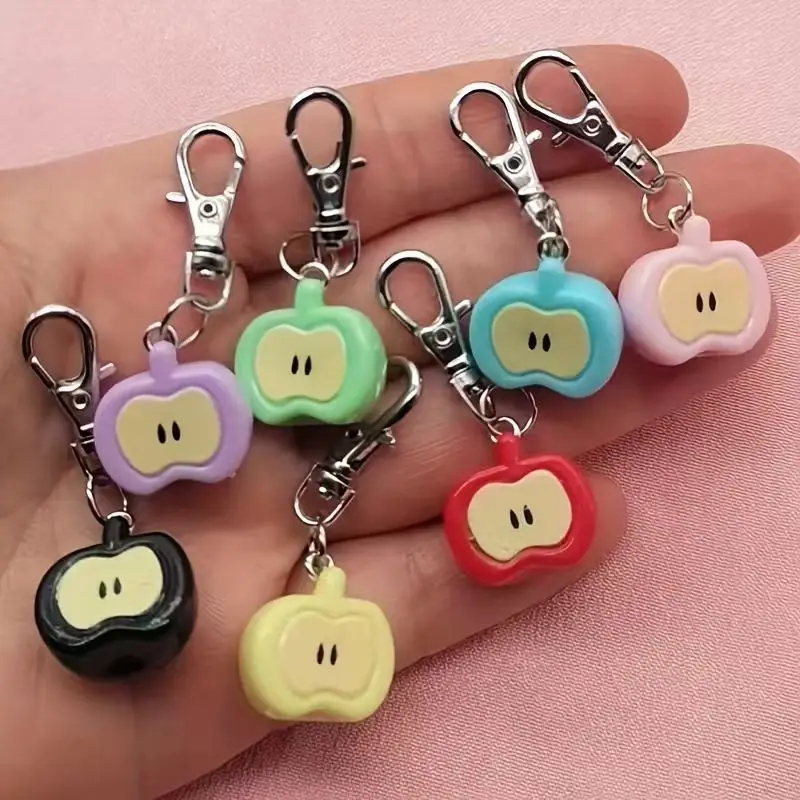 7pcs resin simulated Apple keychain, suitable for bag and phone accessories, the best choice for gifts