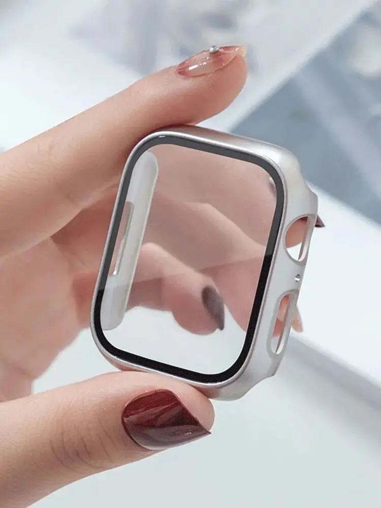 Gehärtetes Glas + Abdeckung für Apple Watch 9 8 41 mm 45 mm PC-Stoßstange Displayschutzfolie Hülle iWatch Serie 7 6 5 4 SE 44 mm 40 mm 42 mm 38 mm