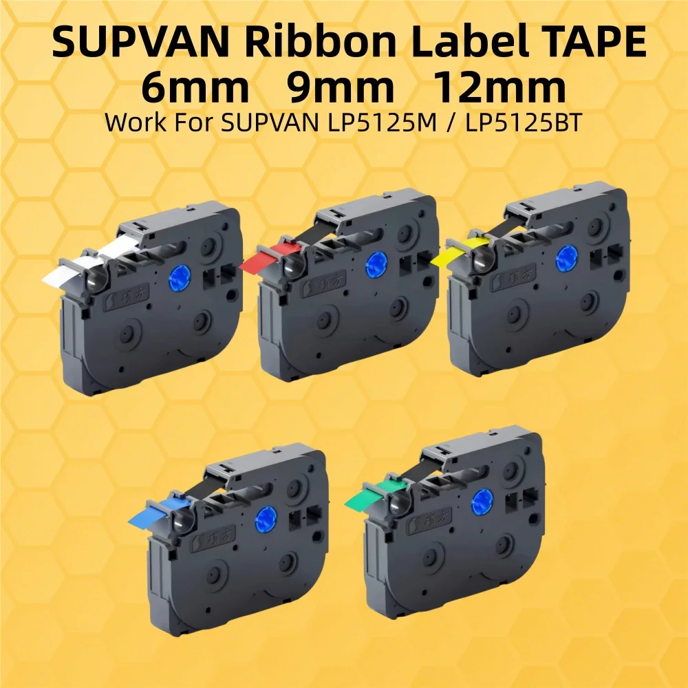 SUPVAN 6/9/12mm Multicolors Label Tape L-A231 L231 L631 for LP5120M,LP5125M,LP5125BT Label Printer Laminated Ribbons with Chip