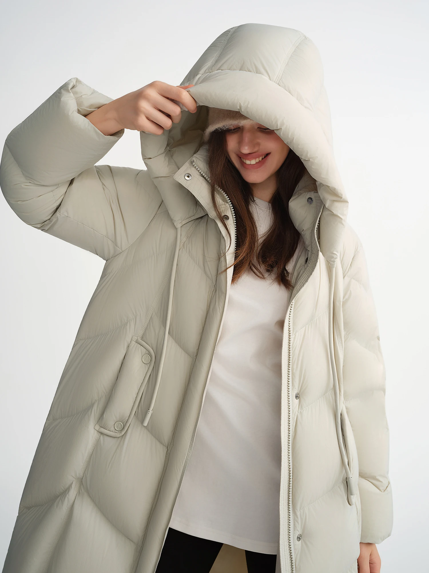 DUSHU سترة نسائية مريحة دافئة بياقة واقفة وقلنسوة سترة شتوية 2025 NewTriple حماية قصيرة إصدارات طويلة متاحة