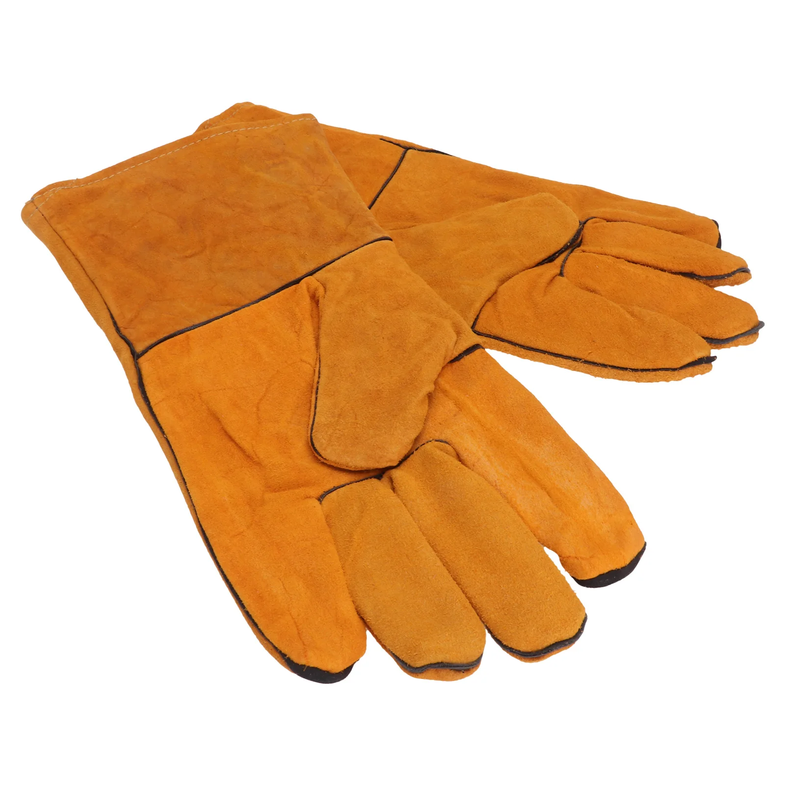 Anti Bite Gloves Pet Keeping Protective Training Parrot Hand Protection Yellow Color Size Two Layer Cowhide Durable Practical