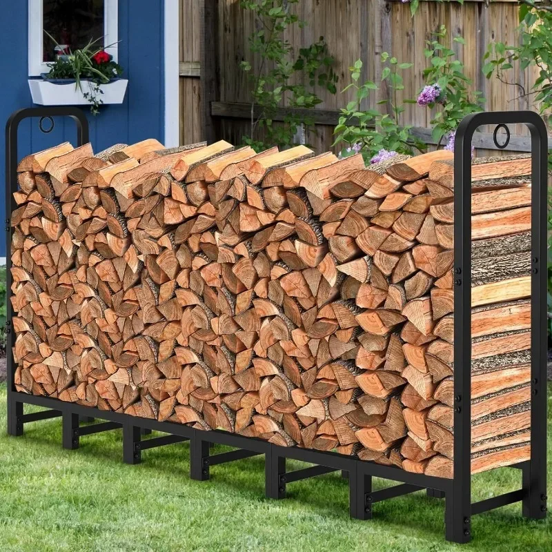 

Fireplace Firewood Stack Storage Rack for Patio Deck Metal Log Rack Tubular Steel Wood Stacker Outdoor Tools Accessories