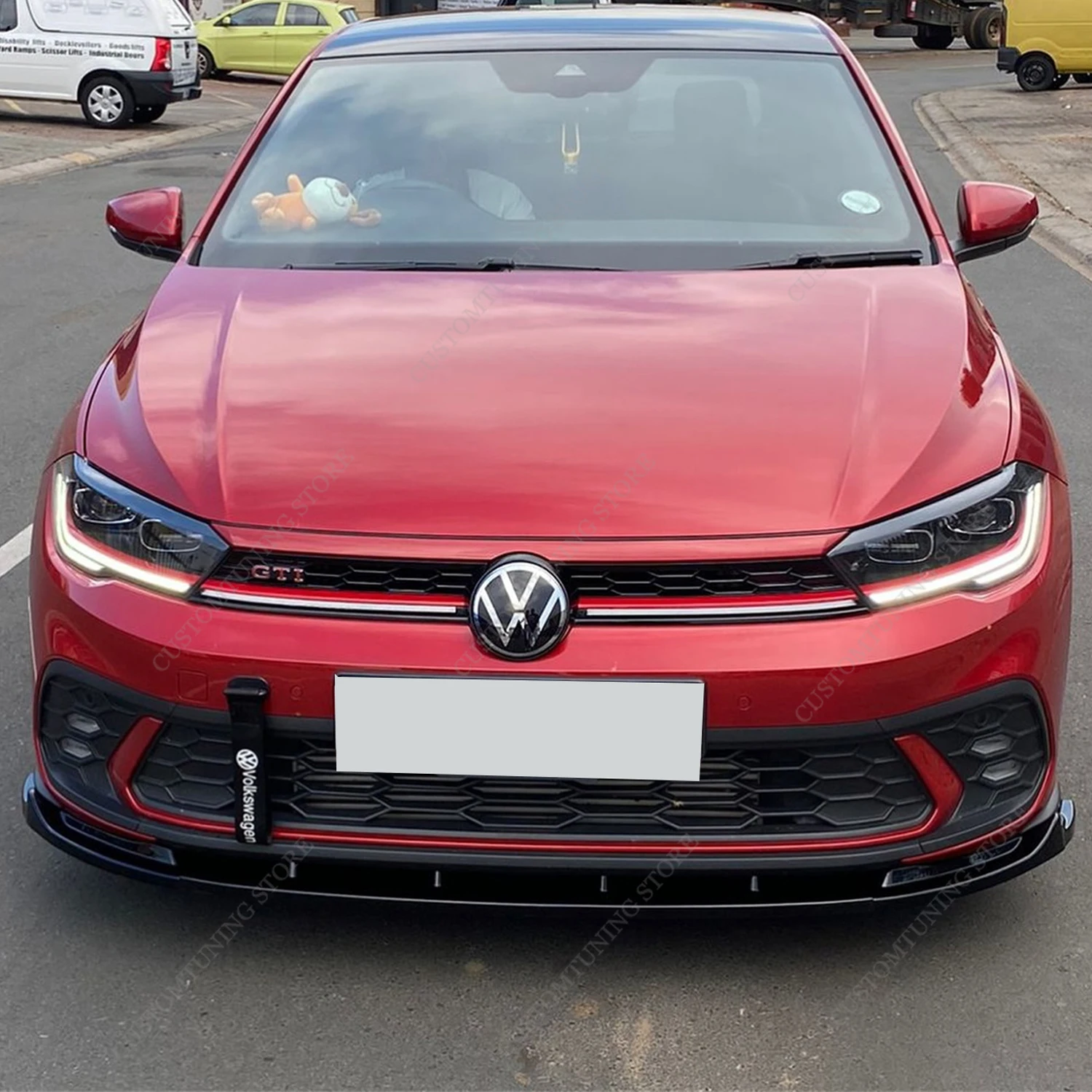 3Pcs Gloss Black ABS Front Bumper Lip Spoiler Splitter Diffuser Retrofit For VW POLO 8 AW GTI R-line 2021-2025 Bodykits Tuning