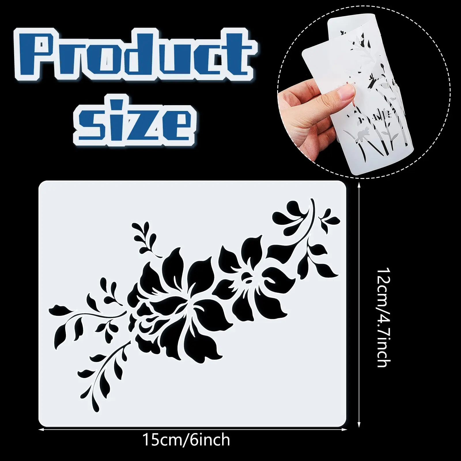 12PCS Floral Plant Stencil Template Flower Leaf Painting Stencil for DIY Wall Furniture Home Decor Craft