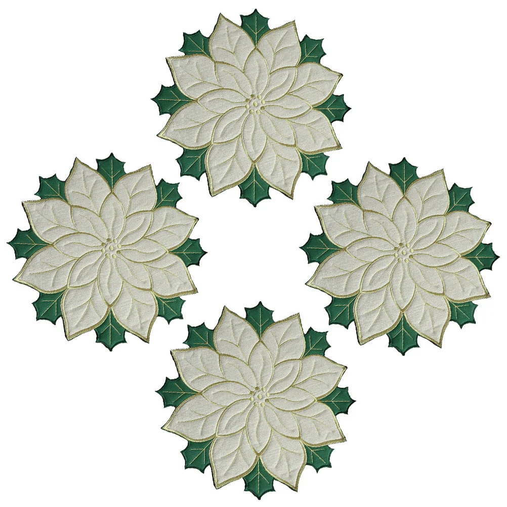 

4Pcs Decorative Place Mats Christmas Tree Dish Design Insulated Placemats for Xmas Dining Table Heat Protection Reusable Holiday