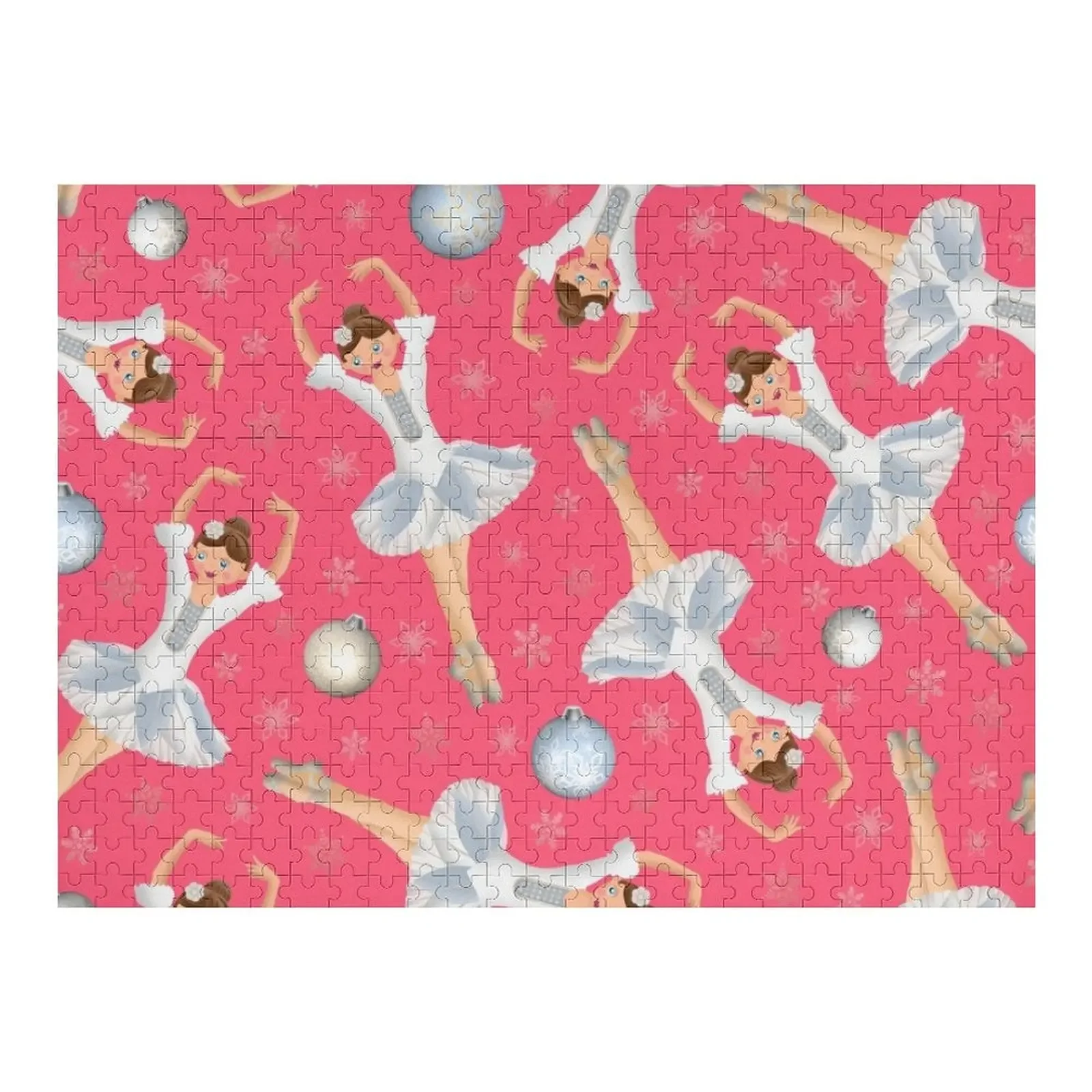 

The Nutcracker Christmas Special - Ballerina with Christmas Ornaments and snowflakes Pattern Jigsaw Puzzle Iq Puzzle