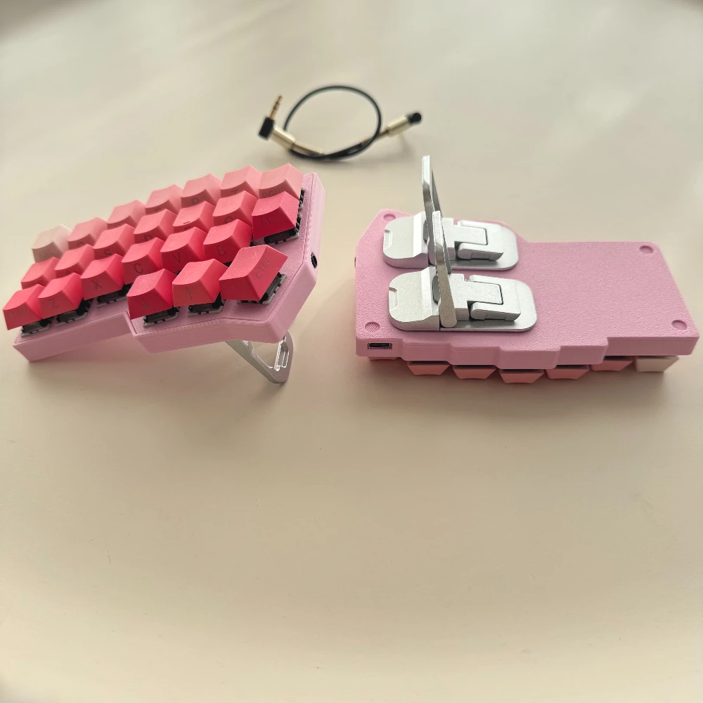 NEW Tenting Corne V4 Spilt Keyboard Pink Stansd Wired Hotswap Horn Keyboard RGB VIAL Ergonomic Keyboard Kit Gaming Accessory