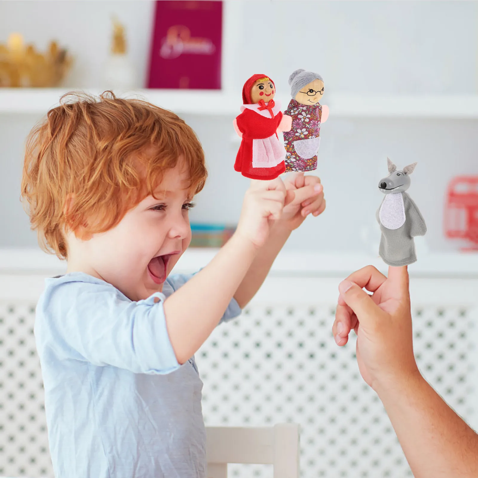 4Pcs Colorful Wooden Animal Finger Puppets Lovely Interactive Story Props for Kids Toddlers Educational Role Play Parenting Game