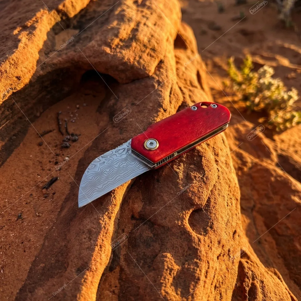 High-quality Lightweight Peeler Slicer Knife Practical Compact Folding Knife Damascus Folding Knife Portable Outdoor EDC Knife