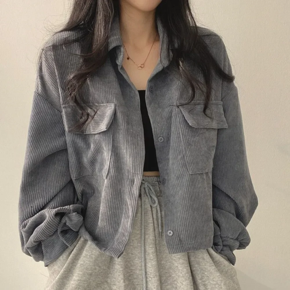 Chaqueta fina de Instagram japonesa para mujer, ropa de abrigo informal, camisa de manga larga, versión coreana, ajuste suelto, temporada de primavera y otoño