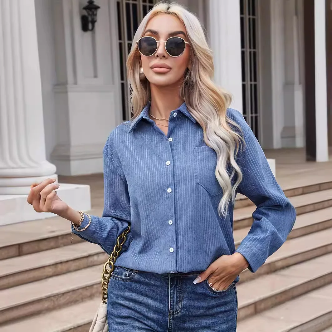 

Spring, Summer, Autumn and Winter Women's Casual Loose and Elegant Long Sleeve Shirt Top camisas lisas blusa elegante feminina