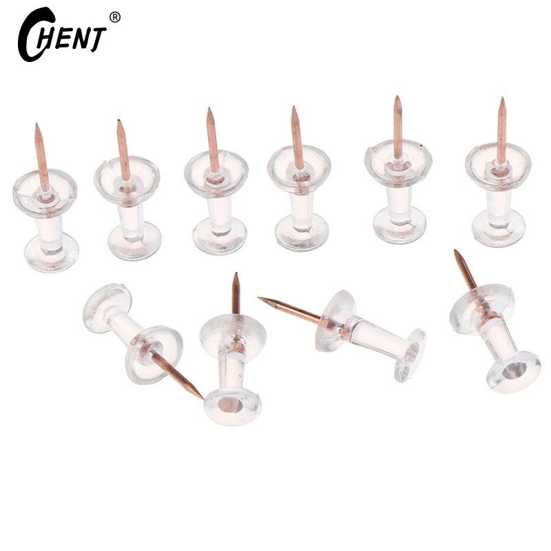 100pcs Transparent Rose Gold I Shaped Nails Office Cultural And Educational Plastic Picture Nails Press Nails Adhesive Nails