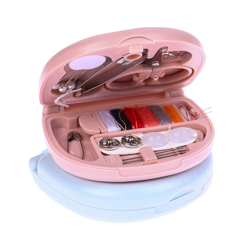 Portable Sewing Set Mini Sewing Box Needle Thimble Buttons Pin Home Sewing Tool