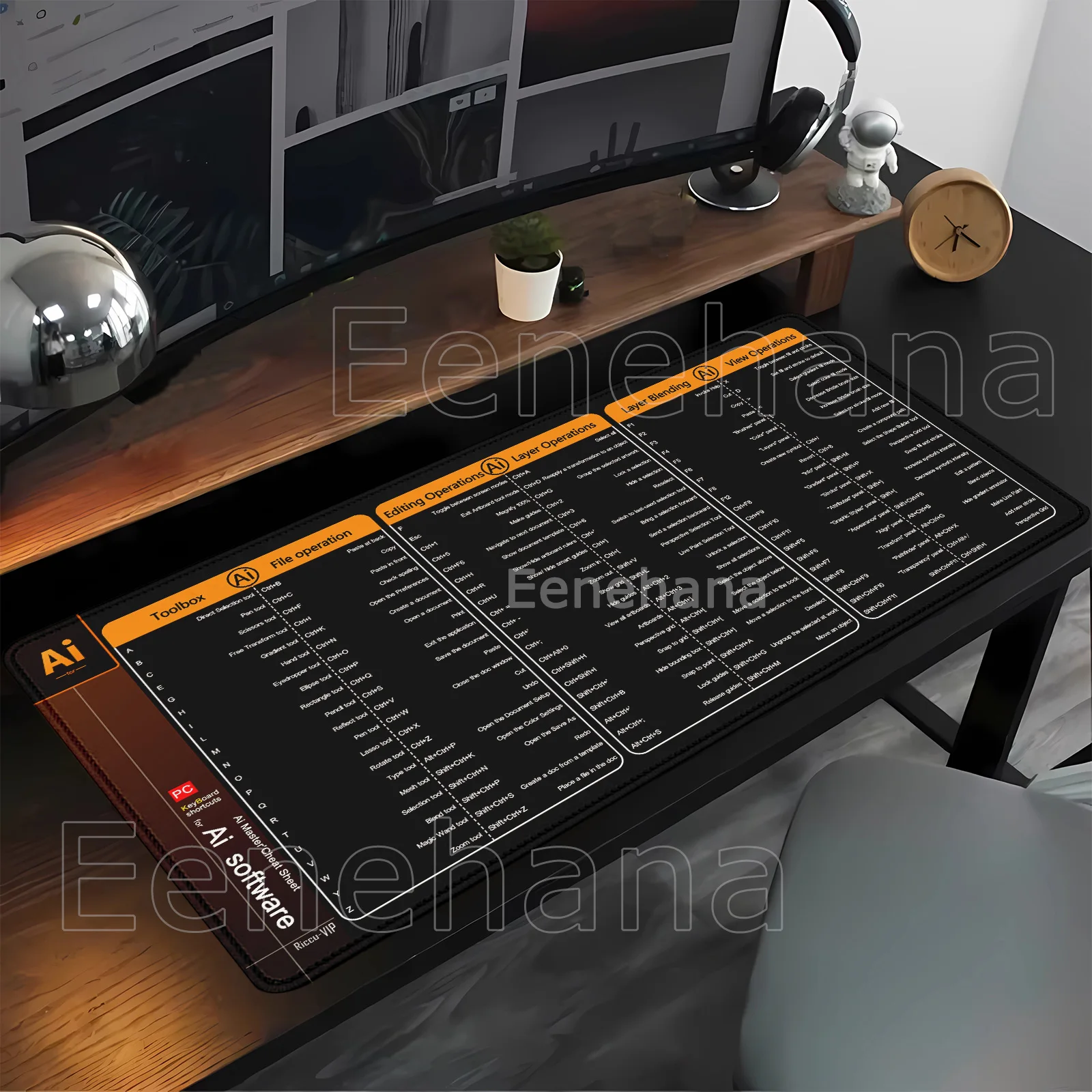 Mouse Pad Large Extended Shortcuts for Ai Final Software Big Office Keyboard Mousepad Gaming overlock HD Printing XXL Desk Mat
