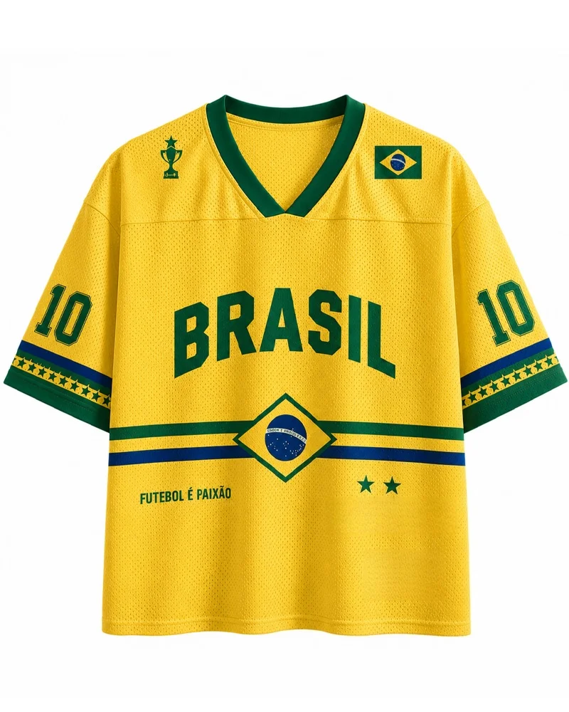 American Retro Brazilian Golden Age 3D Printed Men's and Women's Breathable Loose Mesh Support Short Sleeved Shirt
