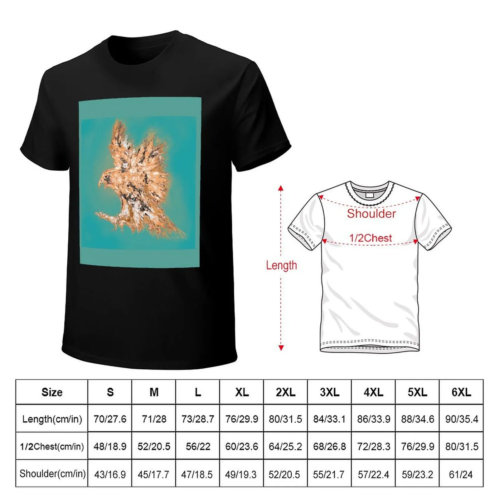 Hawk in cream and turquoise T-Shirt Modern Style Print T-Shirt