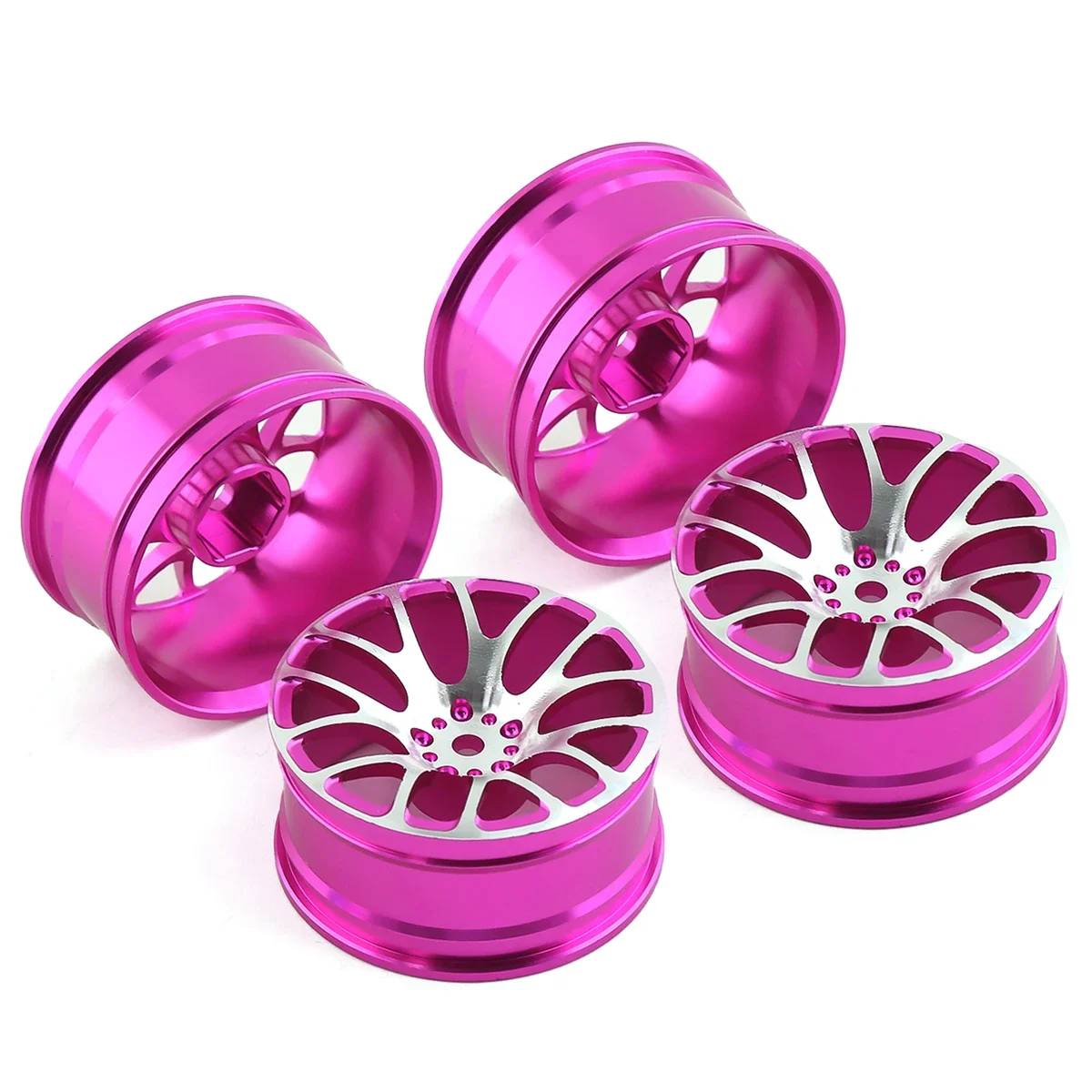 Liga de alumínio Metal Roda Rim Hub, Atualizado Peças de Reparação para 1:10 Tamiya, Tt-01, Tt-02, Xv-01, HSP, 94122, HPI, RC Car Acessórios, 4Pcs