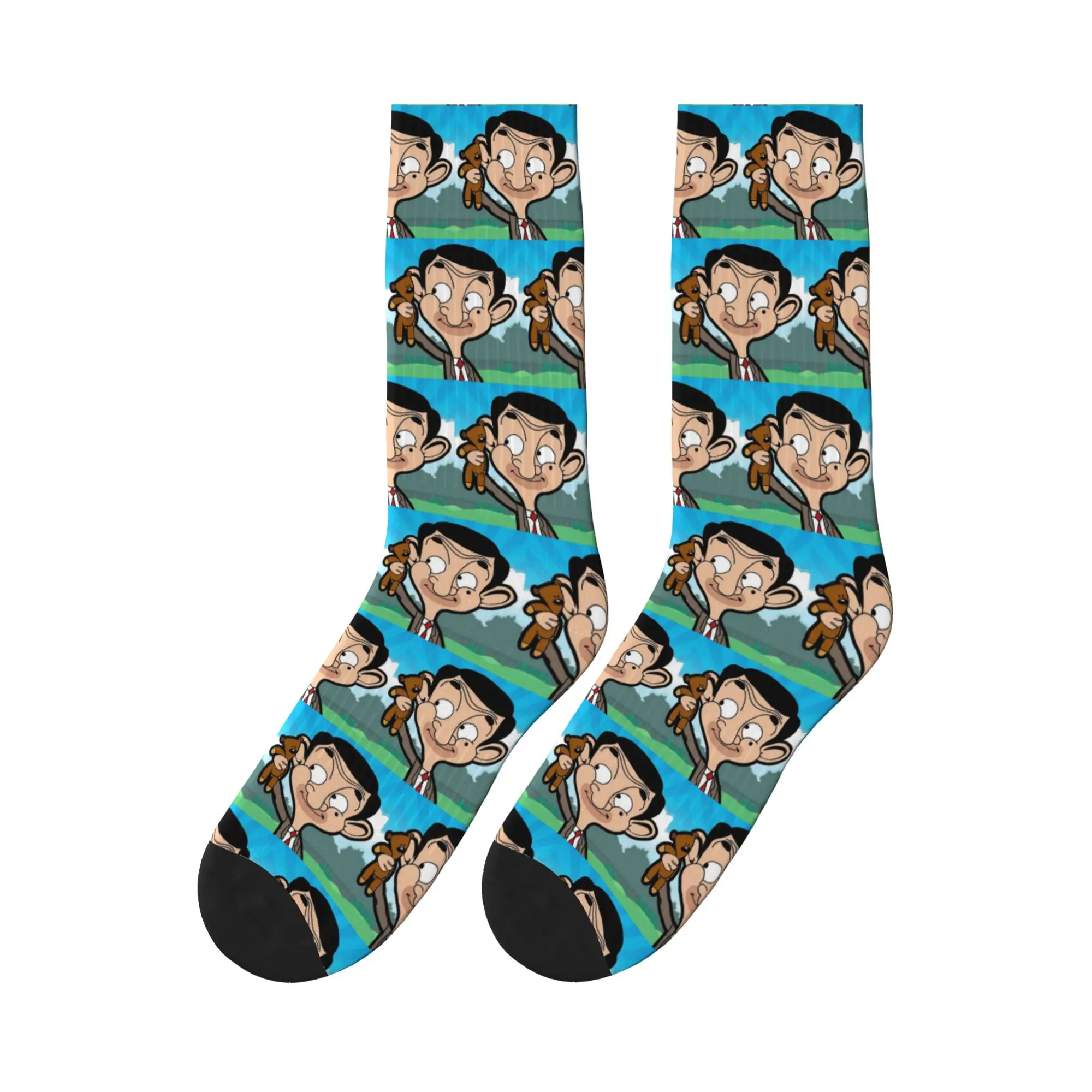 

Mr. Bean Cartoon Sports Socks Sweat Absorbing Stockings All Season Long Socks for Man's Woman's Gifts