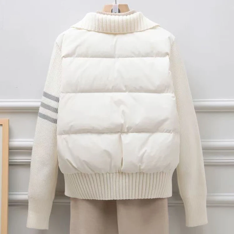 أسفل القطن وسادة مبطنة المرأة معطف قصير 2026 الخريف الشتاء جديد سميكة الدافئة سترة فضفاضة محبوك خياطة معطف القطن #2