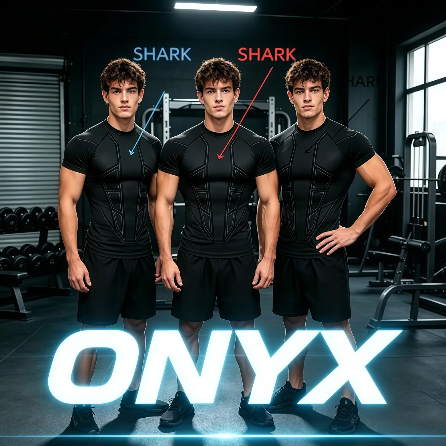 ONYX5.0 Men Running SHARK   Tight Sport Vest Gym Fitness Sportshirts Jogging Comp，Running T-shirt ression Singlet