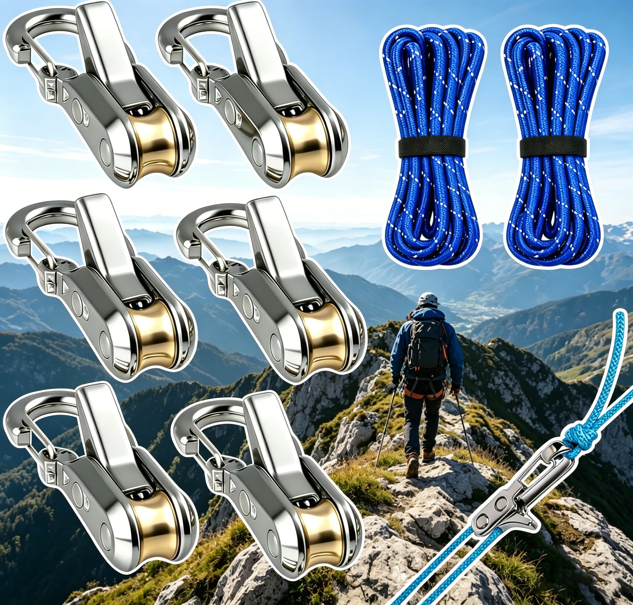 Latest Rope Tensioner Tool with Hooks Quick Rope Tightening Easy Hook Rope Tightener for Camping Outdoor Hiking Travel