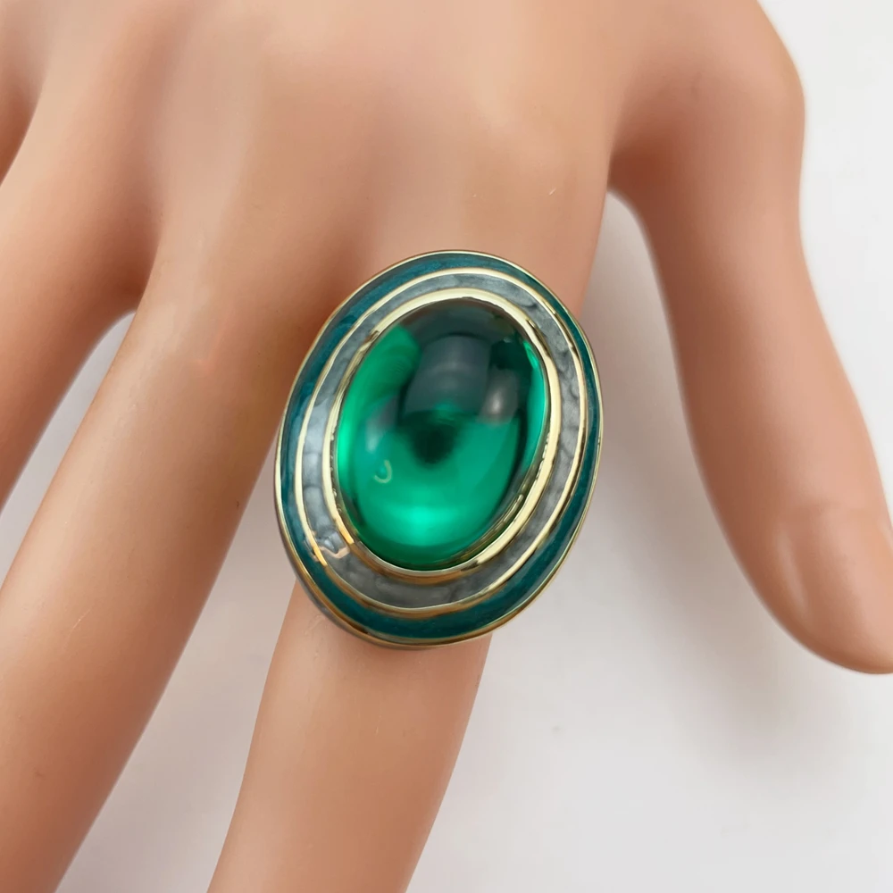 Yuminglai خاتم حفلة كبيرة للسيدات عالي الجودة 18K-خاتم مطلي بالذهب الحقيقي توصيل مجاني هدية KY26016 #4