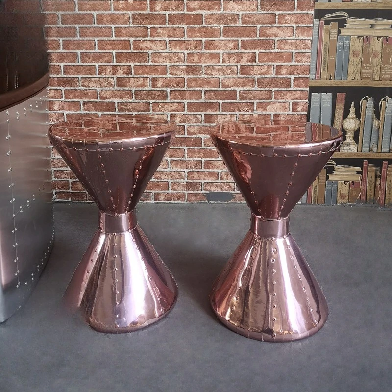 

Personalized aluminum leather rivet waist drum small coffee table