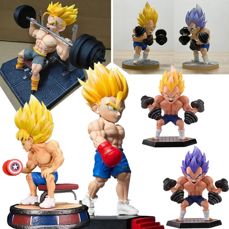 Dragon Ball Z Figure Trunks Vegeta Fitness Figure Goku Bodybuilding muscle Lifting dumbbells Ver. Figurine Collectible Toy Gifts