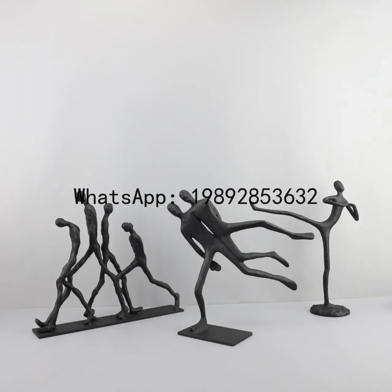 

Metal Figure Sculpture Iron Abstract Man Black Decorative Figurines Movement Metal Figurine Room Decoration Accessories