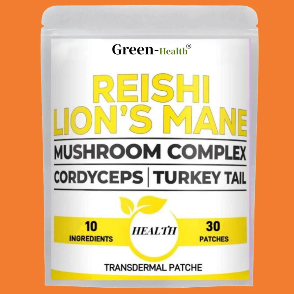 

30 Patches 10 in1 Mushroom Complex Transdermal Patche with Reishi Mushroom Lions Mane for Brain Memory Focus Immune Support