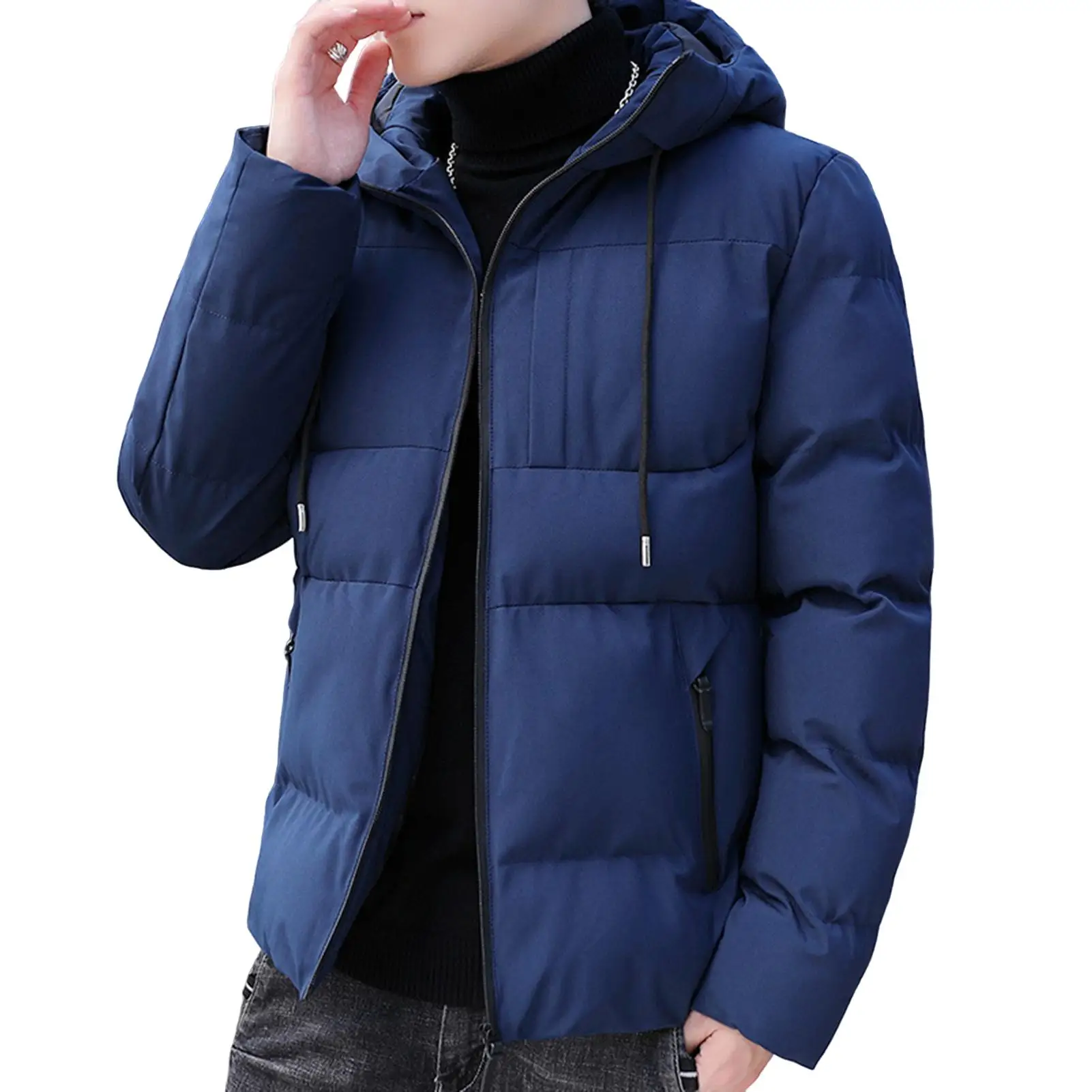 

Мужские пальто, зимнее повседневное однотонное пальто с капюшоном, мужская ветровка с длинным рукавом, легкие стеганые куртки, уличная куртка