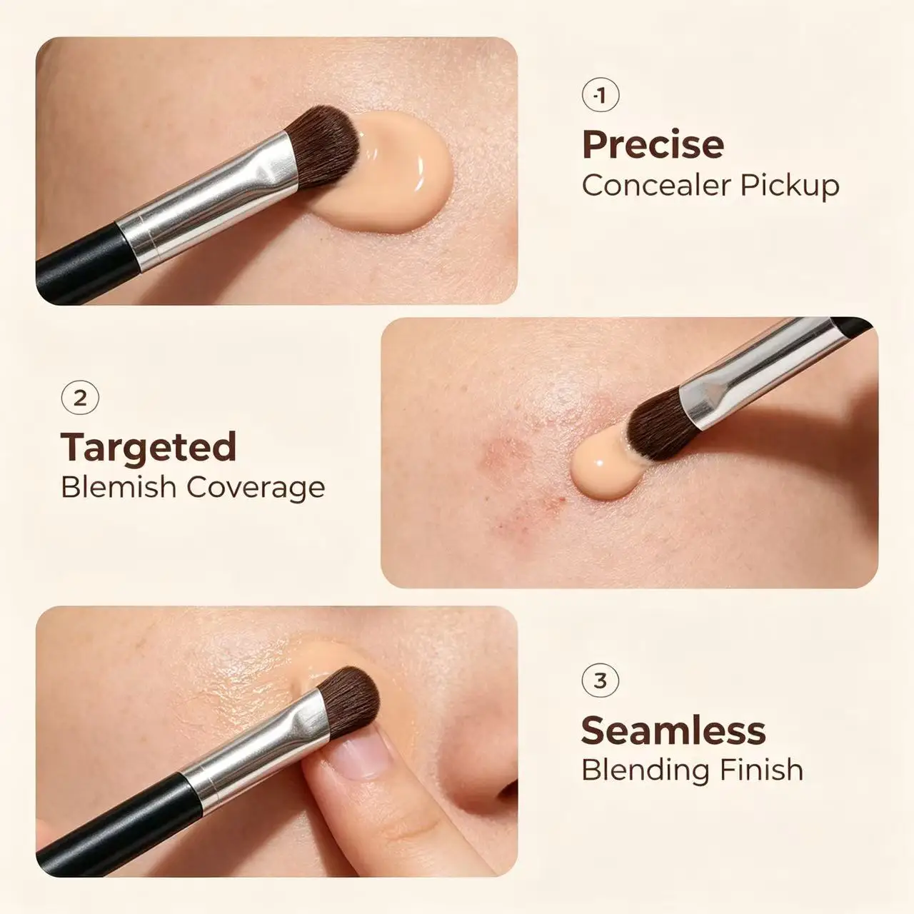 1 piece of angled concealer brush, suitable for applying makeup to areas like the inner corners of the eyes.