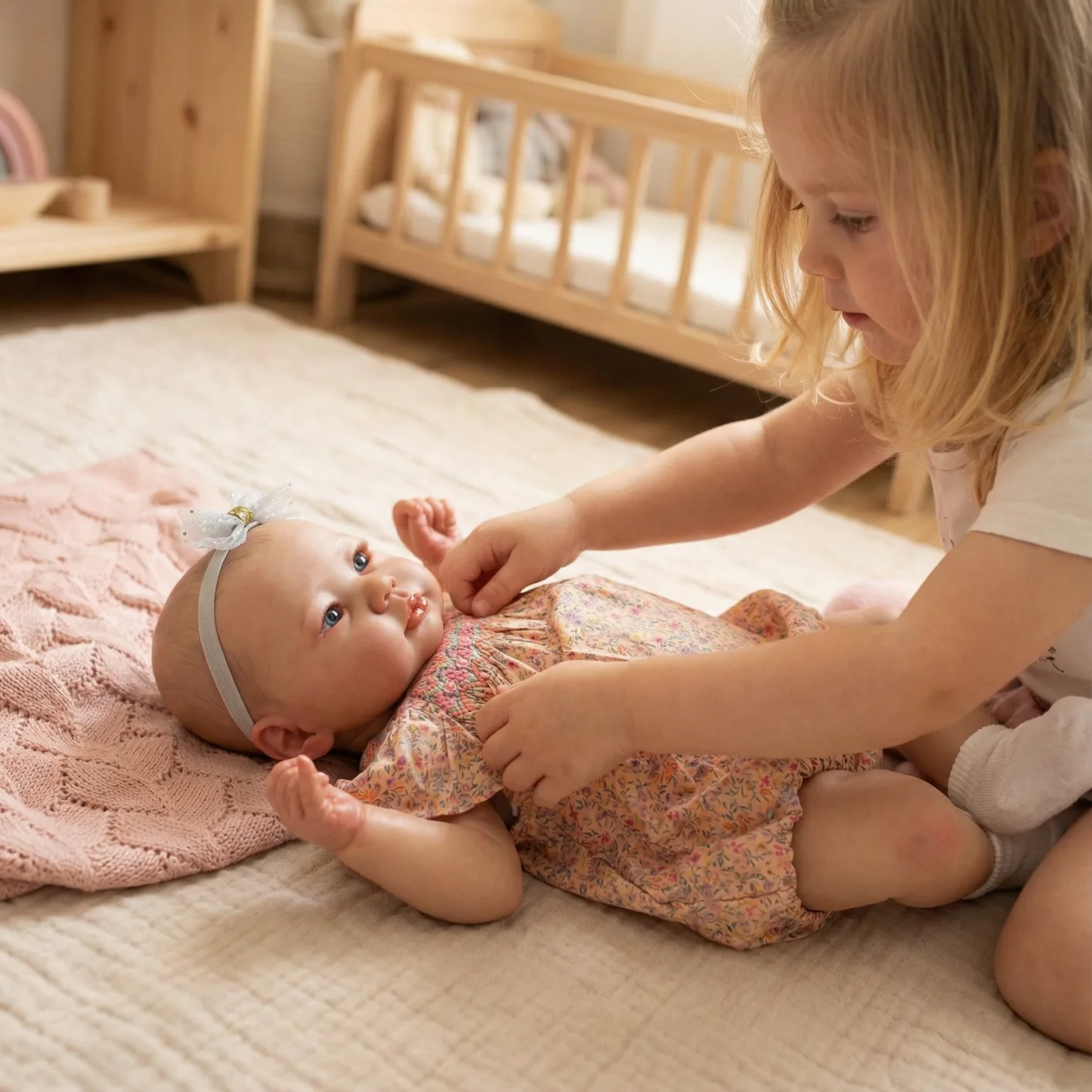 NPK 19 Zoll Lali Neugeborene Baby-Reborn-Puppe – Soft-Touch, lebensechte, kuschelige 3D-Haut, mehrere Schichten, Malerei, weicher Körper