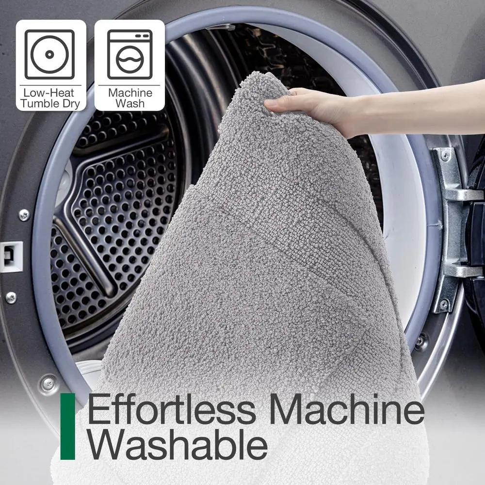 Large Plush Grey Bathroom Rugs - Non-Slip, Quick-Dry, Washable, 24x60