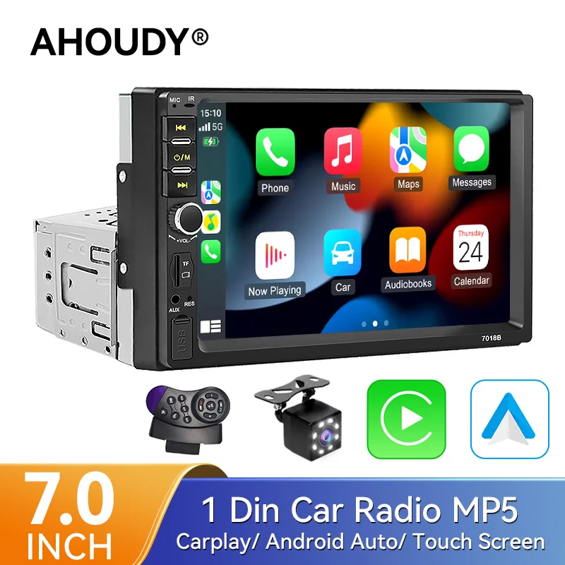 

Ahoudy 7" Car Radio 1 Din Carplay Android Auto Multimedia MP5 Player FM Bluetooth Mirrorlink Universal