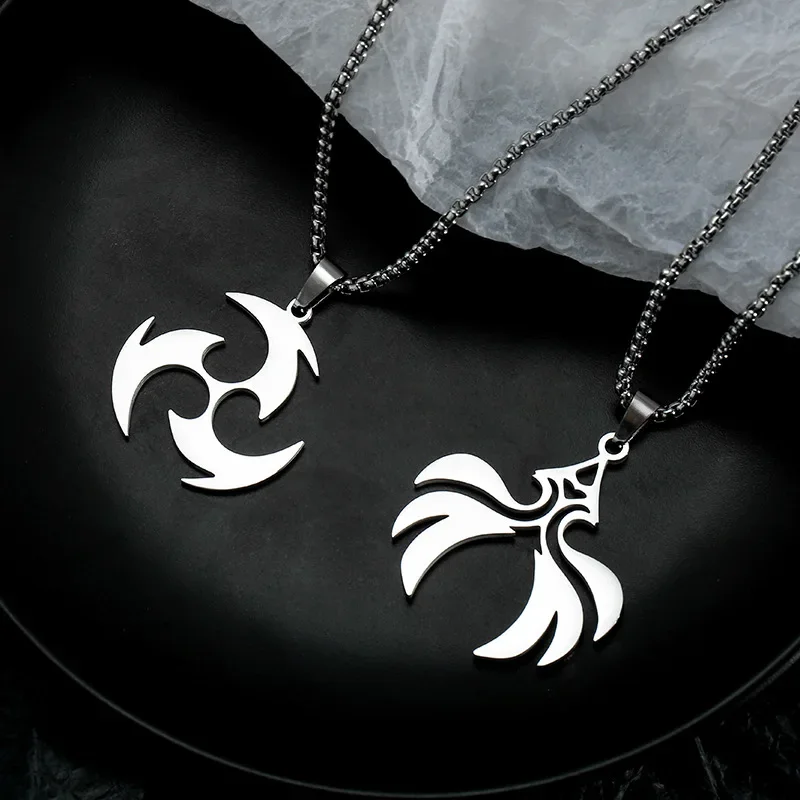 Hot Game Impact Icon Game Cosplay Costume Props Anime Peripherals Wind Element Power Necklace Titanium Pendant Couples Jewelry