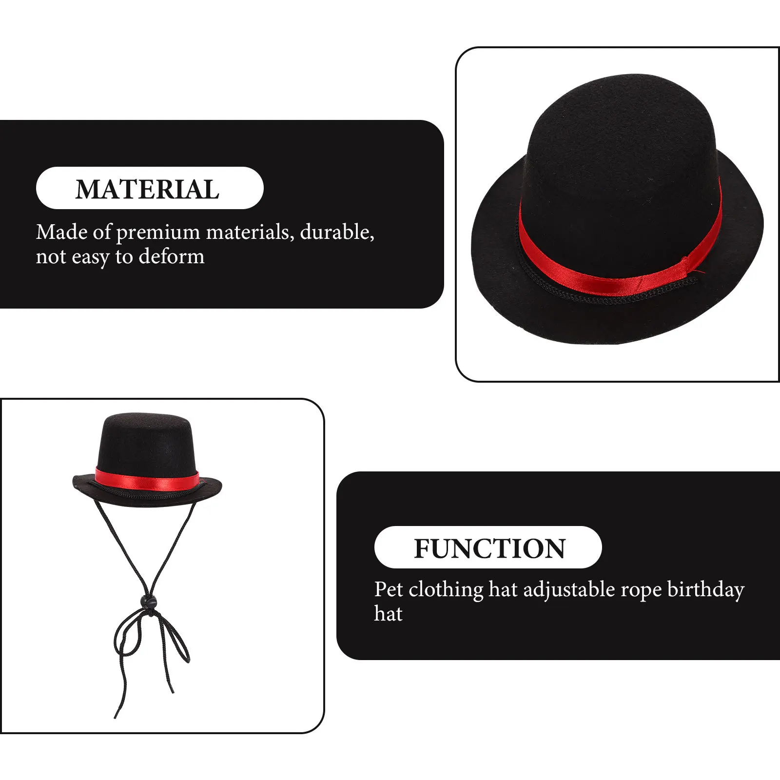 

Adjustable Pet Bowler Hat Lightweight Dog Puppy Costume Hat Party Prop Portable Comfortable Gift Pet Supply Party Favors