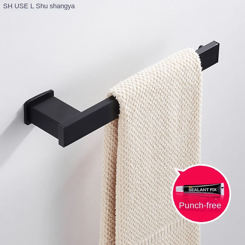 Black Towel Ring Nordic Square Towel Rack Towel Ring Rack Towel Hook Hand Towel Rack European Style Punch-Free