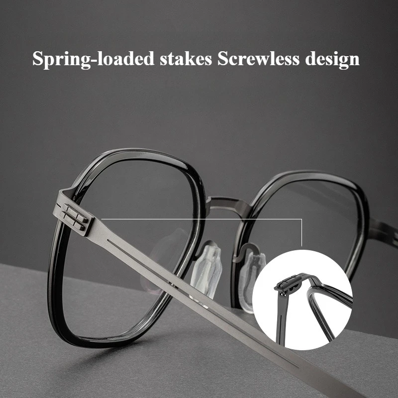 

Ultra-Light Titanium Alloy Retro Polygonal Eyeglasses Business Men Glasses Frame Large Rim Denmark Designer Screwless Eyewear
