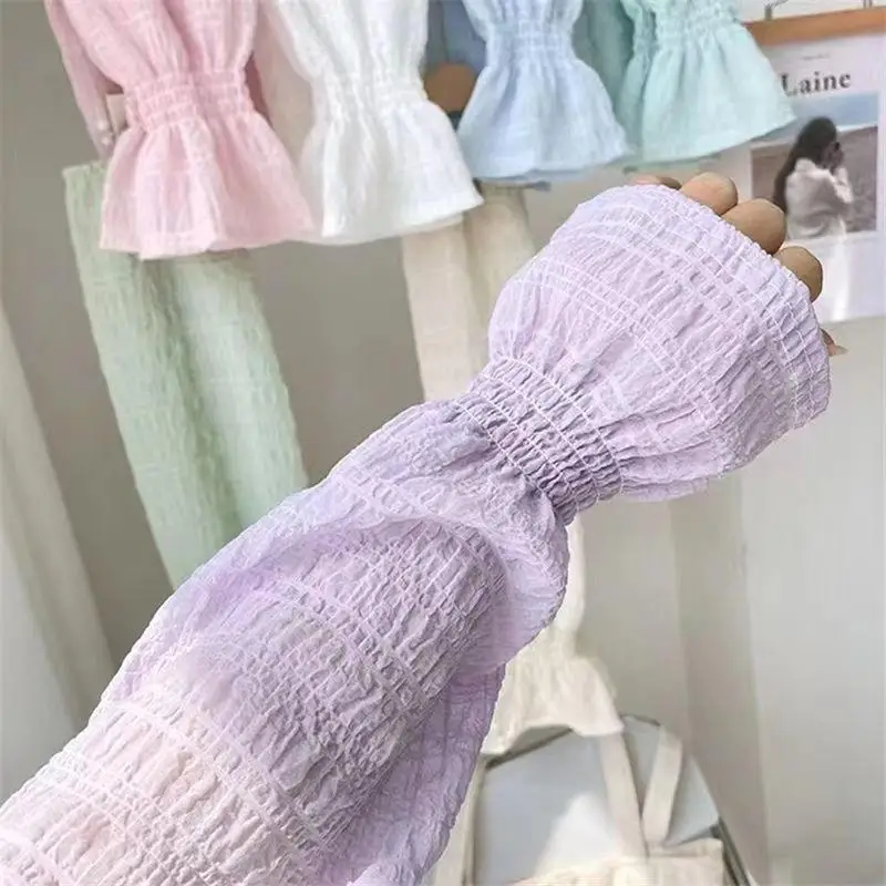 Summer Long Sleeves Women Lace Cycling Driving Arm Warmers Uv Protection Loose Cool Hand Sleeves Fashion Fingerless Gloves